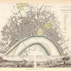 1832 Karte von Bordeaux, Frankreich