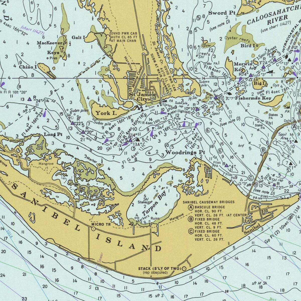 Nautical Chart Estero Bay to Lemon Bay 1977 Etsy