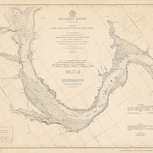 Nautische kaart van de Potomac-rivier uit 1902