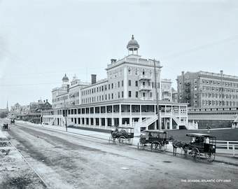 Fotografía antigua de la costa de Atlantic City, alrededor de 1901
