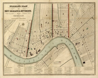 1845 Map of New Orleans