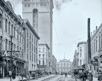 Fotografia d'epoca di Madison Ave. a Memphis c1906