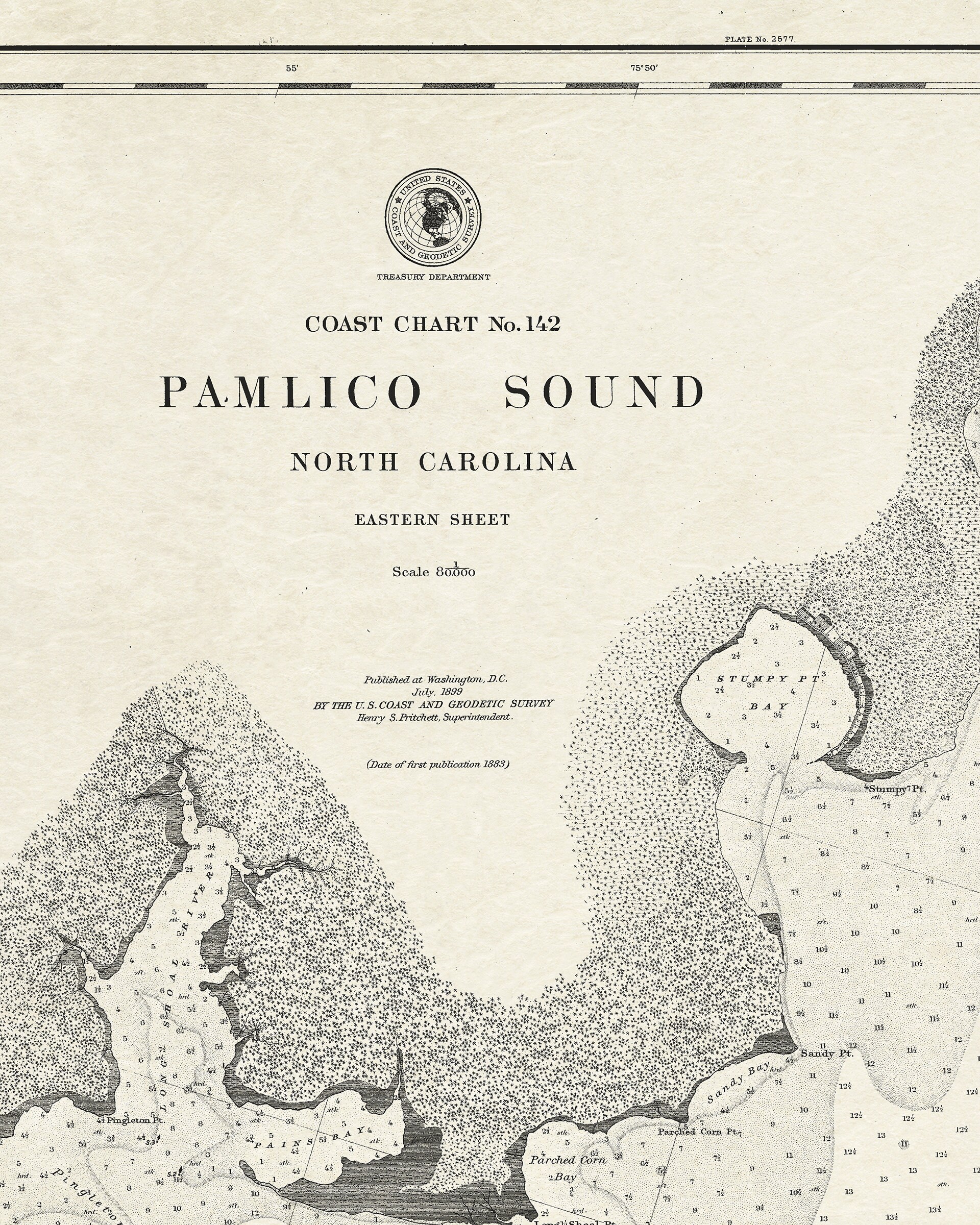 1899 Nautical Chart of Pamlico Sound Etsy