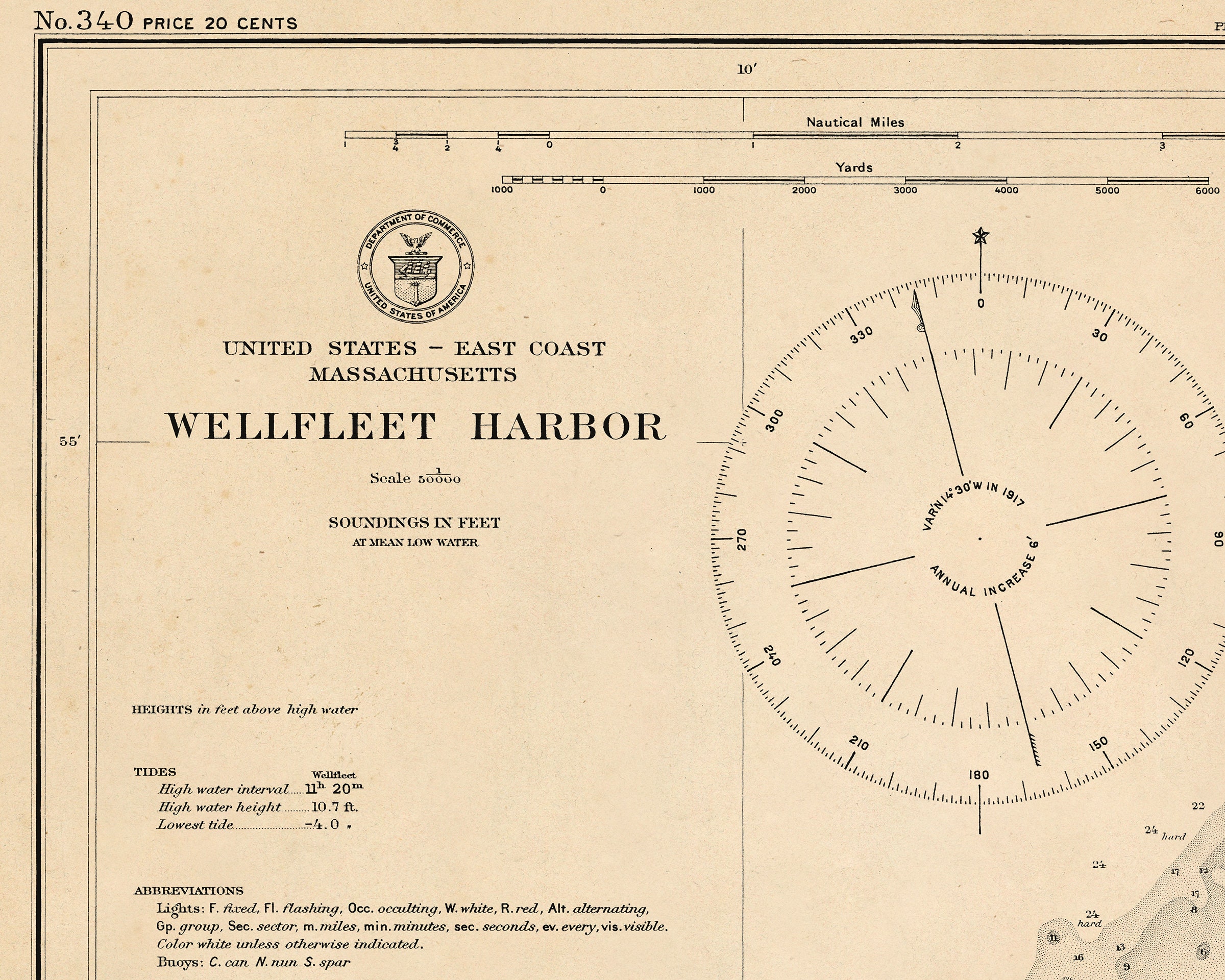 1921 Nautical Chart of Wellfleet Harbor Etsy