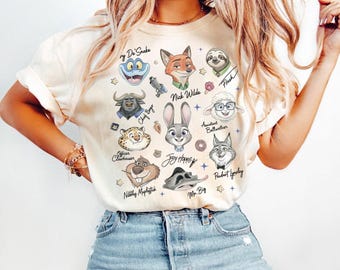 t-shirt vintage Disney Zootopia Artist Sketch, chemise Disneyland Family Trip, sweat à capuche Zootropolis Judy Nick Gazelle Bogo Signature
