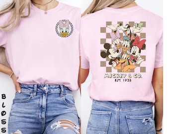 Spersonalizowana koszulka retro Myszka Miki, strój vintage z Disneylandu, pasująca koszulka rodzinna