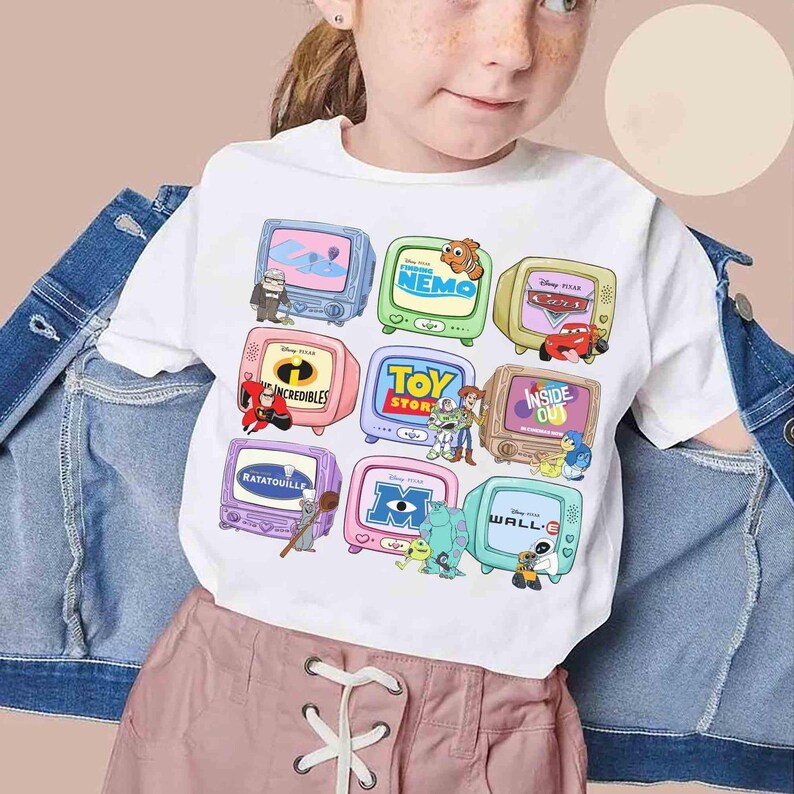 Vintage Disney Pixar Classics Tee | Multi-Movie Graphic Shirt (Nemo, Lightning McQueen, Woody, Remy, Carl) Hoodie image 6