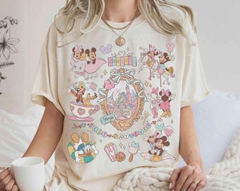 Camiseta vintage de Mickey y Minnie con lazos, camiseta retro de Disney para chicas, sudadera con capucha con estética de reino mágico.