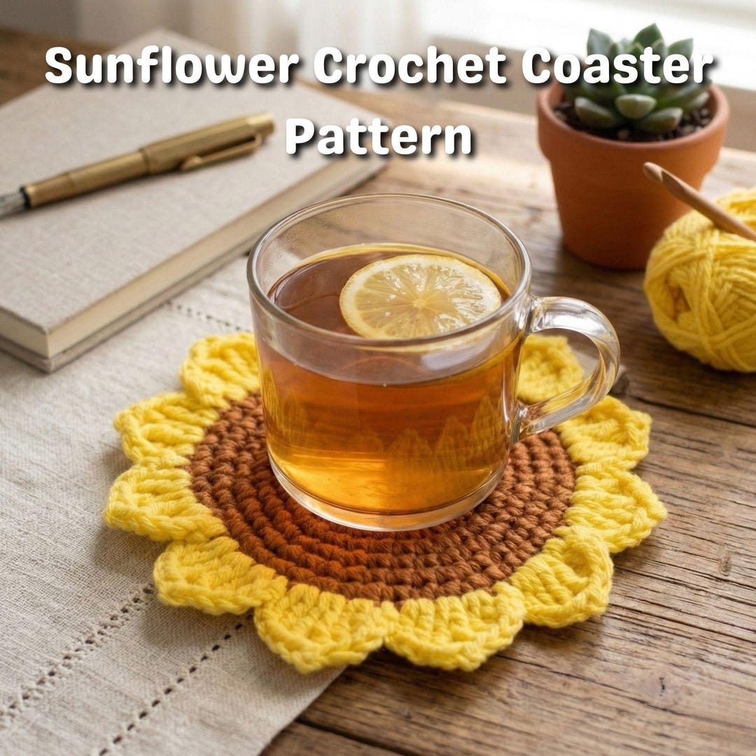 Sunflower Coaster Pattern PDF, Easy Beginner Crochet Flower, Summer ...