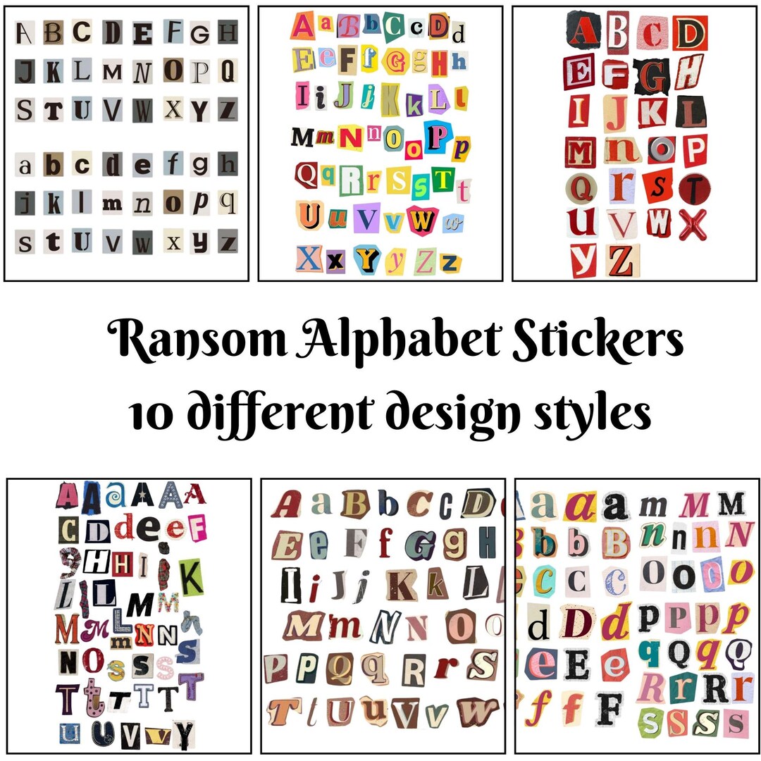 Large Print Ransom Letters Ransom Alphabet Stickers Printable | A–Z Letter Collage Sheet ...