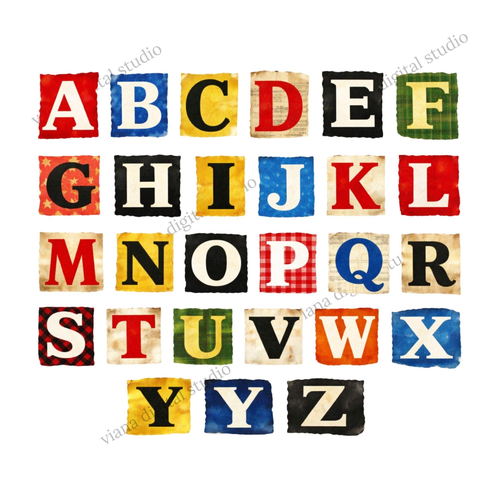 Large Print Ransom Letters Ransom Alphabet Stickers Printable | A–Z Letter Collage Sheet ...