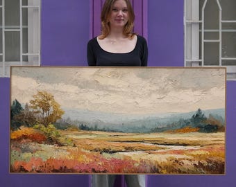 Vintage Landscape Painting: Original European Framed Oil Painting