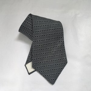 Vintage Hermes Silk Tie made in France Black and off White
