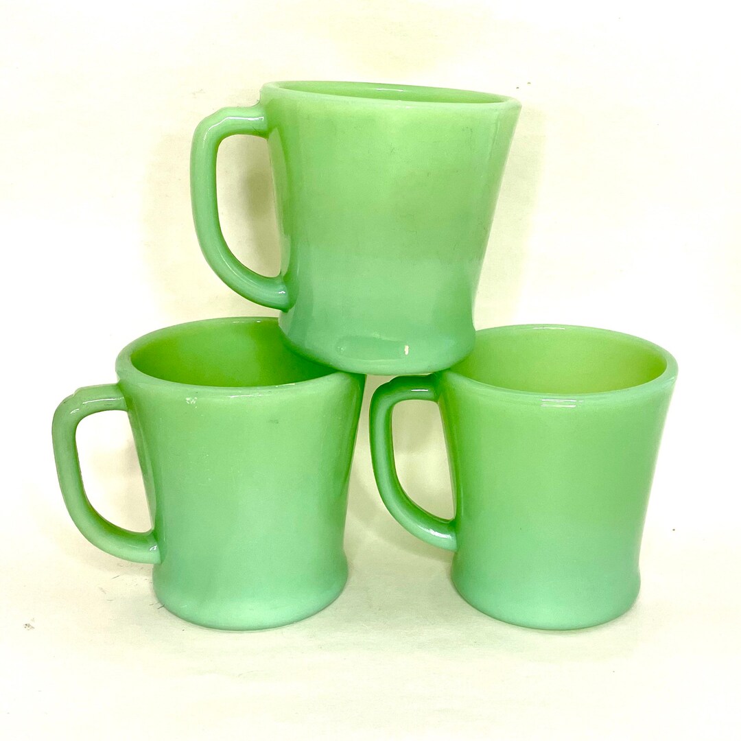 3 Fire King Jadeite Mug Set Green Etsy