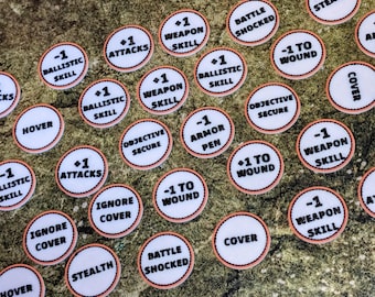 El set de fichas básicas de Warhamer 40k incluye 36 fichas