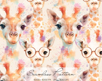 Cute Giraffe Seamless Pattern, Whimsical Safari Animal Repeat for Kids Fabric, Nursery Wallpaper and Playful Textile Design