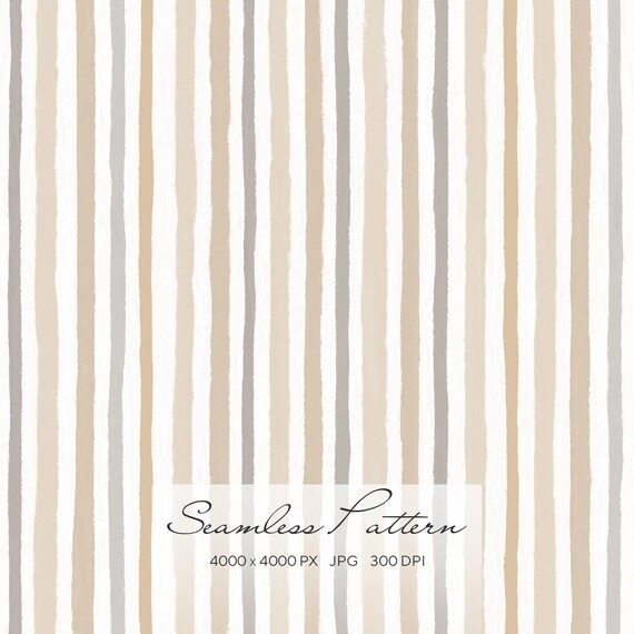 Soft Pastel Beige Stripe Seamless Pattern, Repeating Tile for Textiles and Digital Paper Printing