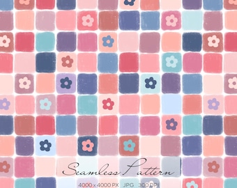 Floral Mosaic – Colorful Seamless Pattern | Digital Download for Crafts & Design