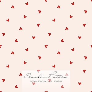 Motivo a cuore rosso minimalista senza soluzione di continuità, piastrelle ripetute, download digitale di San Valentino carino, sfondo d'amore stampabile