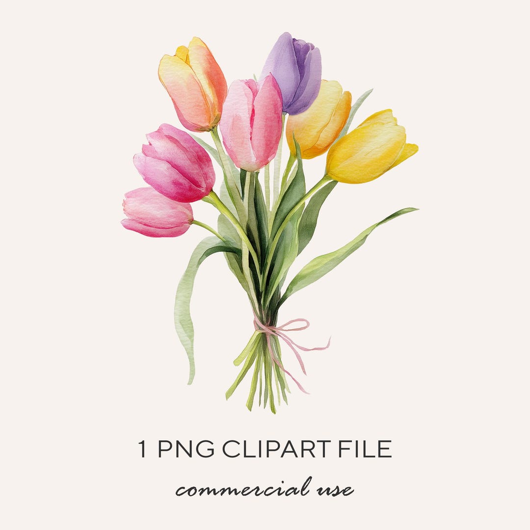 Tulip Bouquet PNG Clipart, Watercolor Spring Flowers Transparent ...