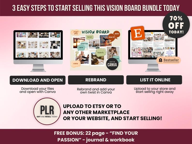 2026 Digital Vision Board Mega Bundle Editable Canva Templates PLR ...