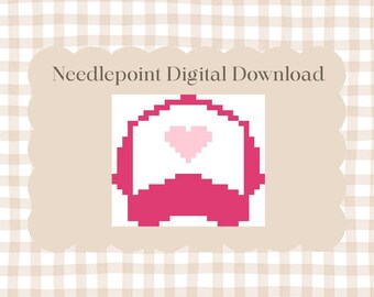 Mini Trucker Hat Heart - Digital Needlepoint Chart