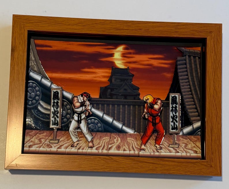 Street Fighter 2 3D-inramad konstskugglåda bild 9