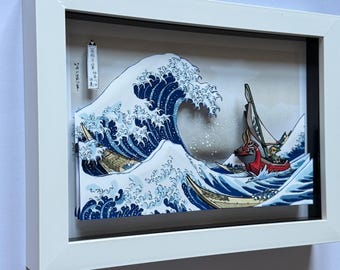 Zelda Great Wave 3D Shadow Box Art – Kanagawa Hyrule Wind Waker