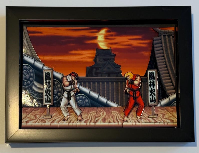 Street Fighter 2 3D-inramad konstskugglåda bild 2