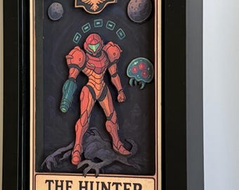 Super Metroid Tarot Card   framed 3D art shadow box