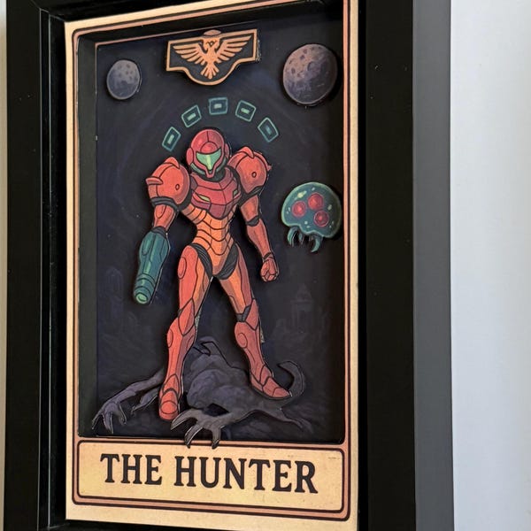 Super Metroid Tarot Card   framed 3D art shadow box