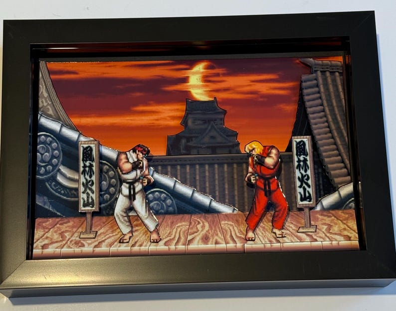 Street Fighter 2 3D-inramad konstskugglåda bild 11
