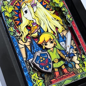 Legend of Zelda målat glas inramad 3D-konst skugglåda