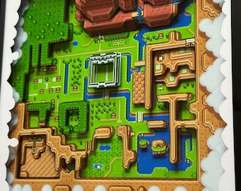 Zelda: A Link to the Past Mapa de Hyrule 3D Arte para Caixa de Sombras
