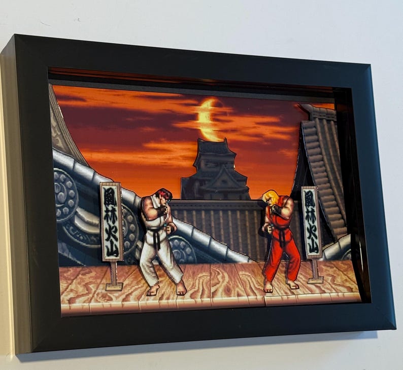 Street Fighter 2 3D-inramad konstskugglåda bild 1