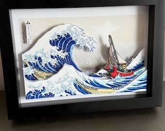 Zelda Wave 3D Shadow Box Art – Hyrule Wind Waker Inspired Decor