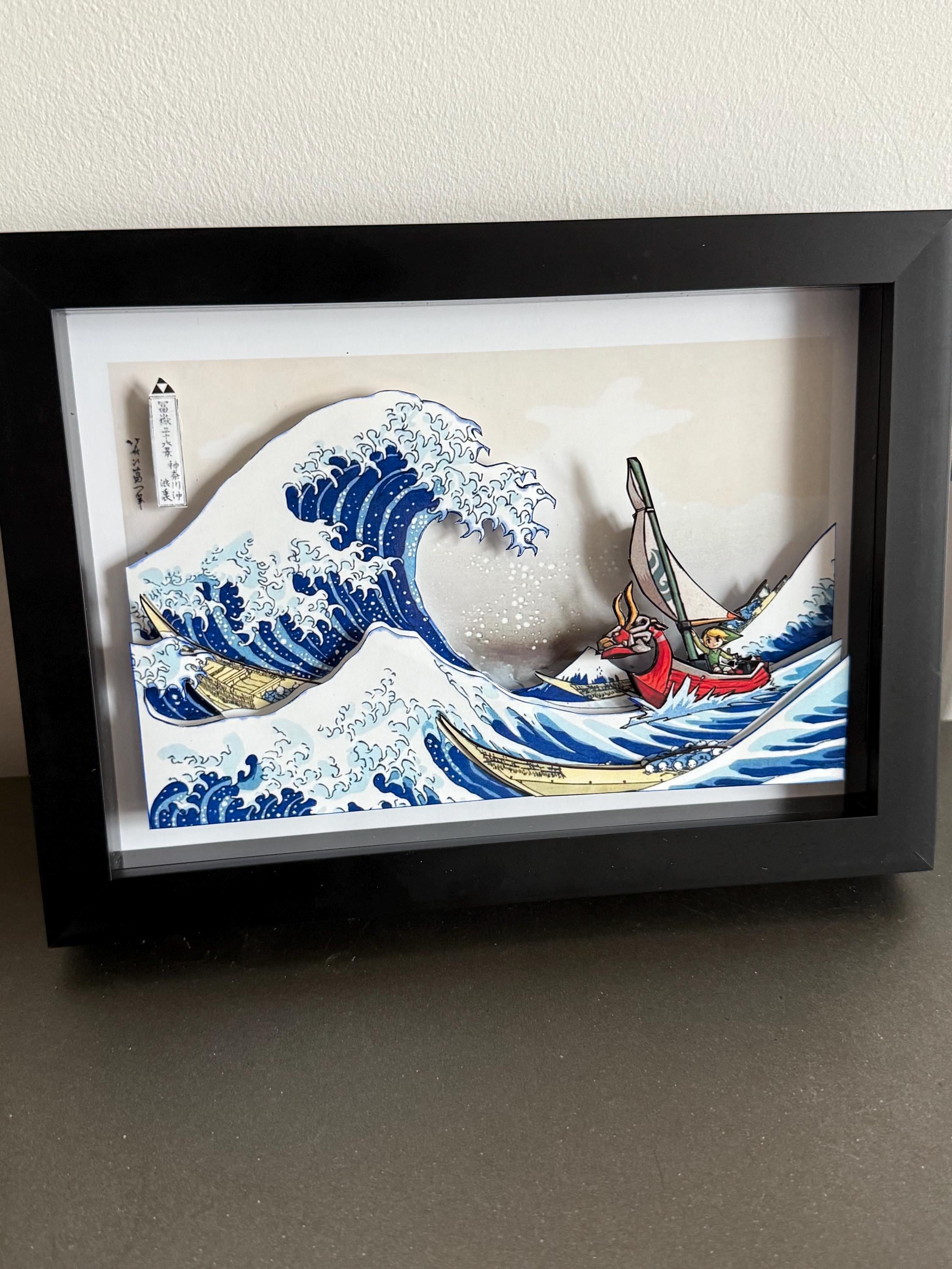 アート・デザイン・音楽 Gaijin and The Great Wall Surprise Box Legend of Zelda Great Wave off Kanagawa 3D Framed Art Shadow Box
