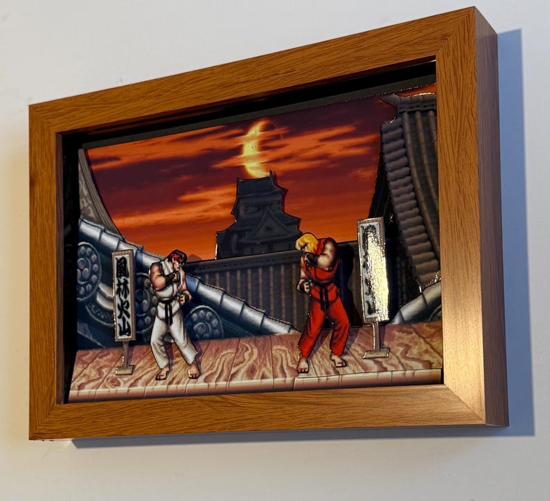 Street Fighter 2 3D-inramad konstskugglåda bild 12