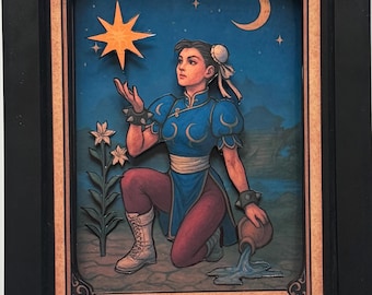 Chun Li Tarot Card Shadow Box: Street Fighter 3D Framed Art