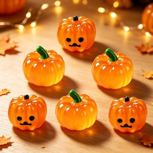 Handgjorda minipumpor som lyser i mörkret, realistisk miniatyrpumpadekor, Halloween-bordsdekorationer, höst- och höstpyssel, liten Jack O'Lantern