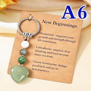 Emotional Support Crystal Keychain,Bag Charm,Beaded Keychain,Healing Crystals Gemstones Pendant,New Beginnings/Self Love/Good Luck/Success