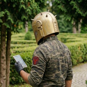 Blacksmith Mandalorian helmet, collector grade cosplay helmet, handmade steel armor, galactic warrior costume, Comic Con helmet, Halloween cosplay accessory