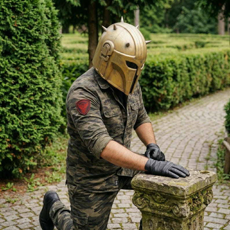 Blacksmith Mandalorian helmet, collector grade cosplay helmet, handmade steel armor, galactic warrior costume, Comic Con helmet, Halloween cosplay accessory