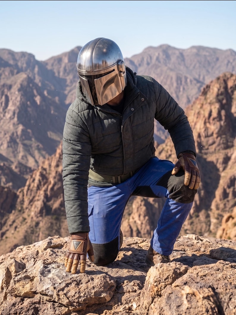 Star Wars Mandalorian helmet wearable, cosplay armor helmet steel, LARP Mandalorian gear, warrior helmet cosplay, fan collectible prop,