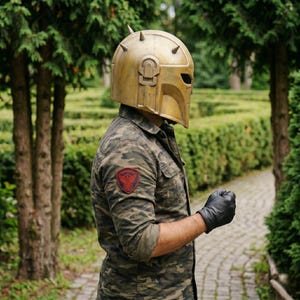 Blacksmith Mandalorian helmet, collector grade cosplay helmet, handmade steel armor, galactic warrior costume, Comic Con helmet, Halloween cosplay accessory