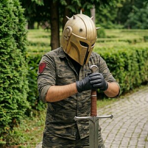 Blacksmith Mandalorian helmet, collector grade cosplay helmet, handmade steel armor, galactic warrior costume, Comic Con helmet, Halloween cosplay accessory