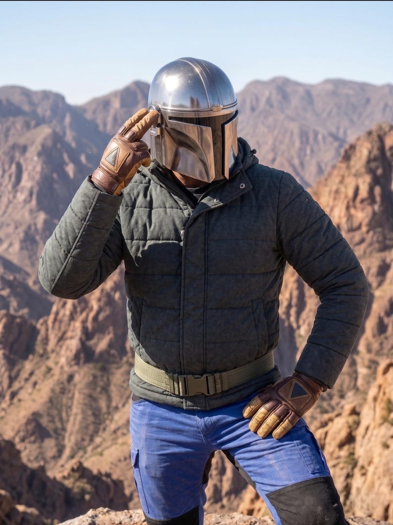 Star Wars Mandalorian helmet wearable, cosplay armor helmet steel, LARP Mandalorian gear, warrior helmet cosplay, fan collectible prop,
