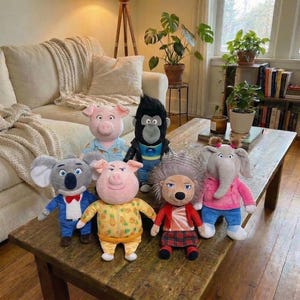 Sing Movie Plush Toy Set, Cute Cartoon Animal Stuffed Plushies, Soft Cuddly Kids Toy Collection, Bedroom Decor, Gift for Kids & Fans