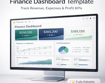 Power BI Finance Dashboard Template | Revenue, Expense & Profit KPI Tracker