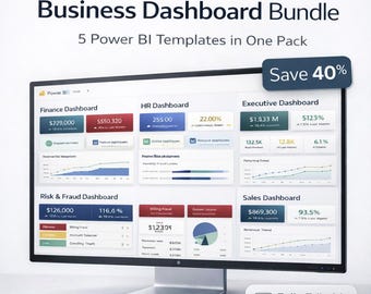 Power BI Dashboard Bundle – 5 Templates to Track Finance, HR, Sales & KPIs (Save 40%)